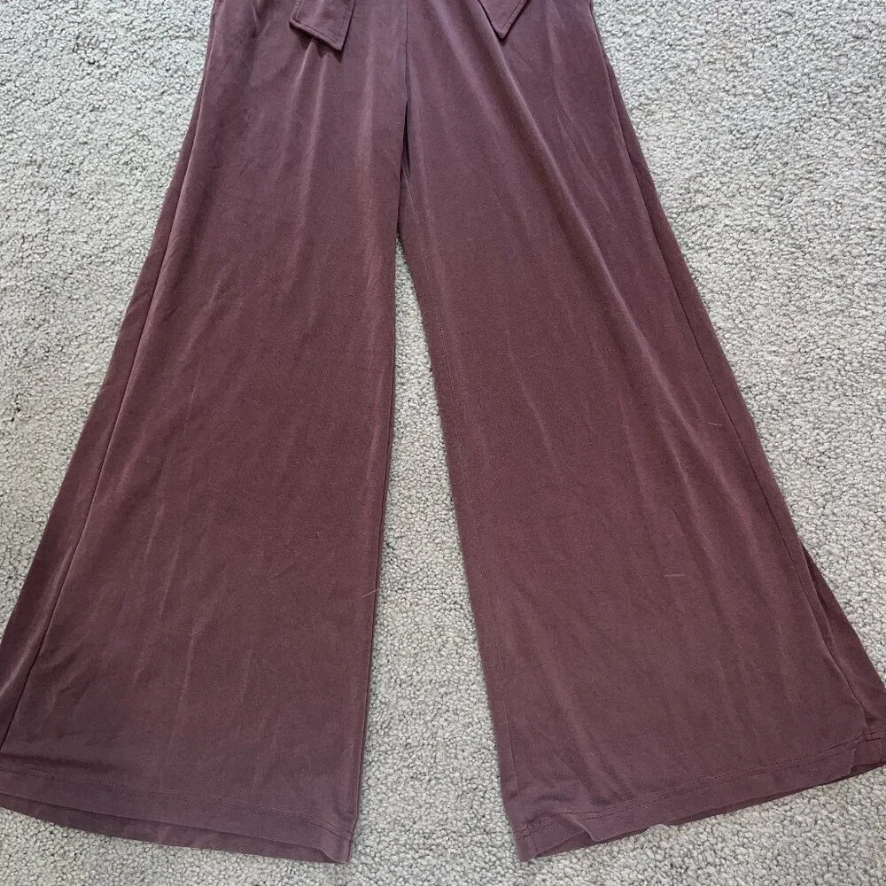 FABLETICS Criss Washed Tie Front Tricot Wide Leg Pants Burgundy - EUC - Size S - Picture 3 of 8